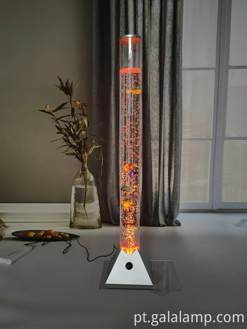 Aquário vibrante de bolha de fantasia LED com peixes coloridos e efeitos de luz